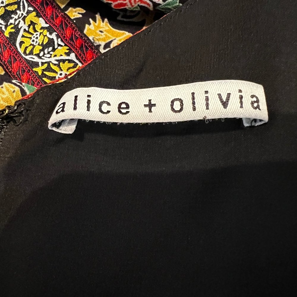 Alice & Olivia Dana Floral Print Crepe Mini Dress Size 6 - Picture 9 of 14